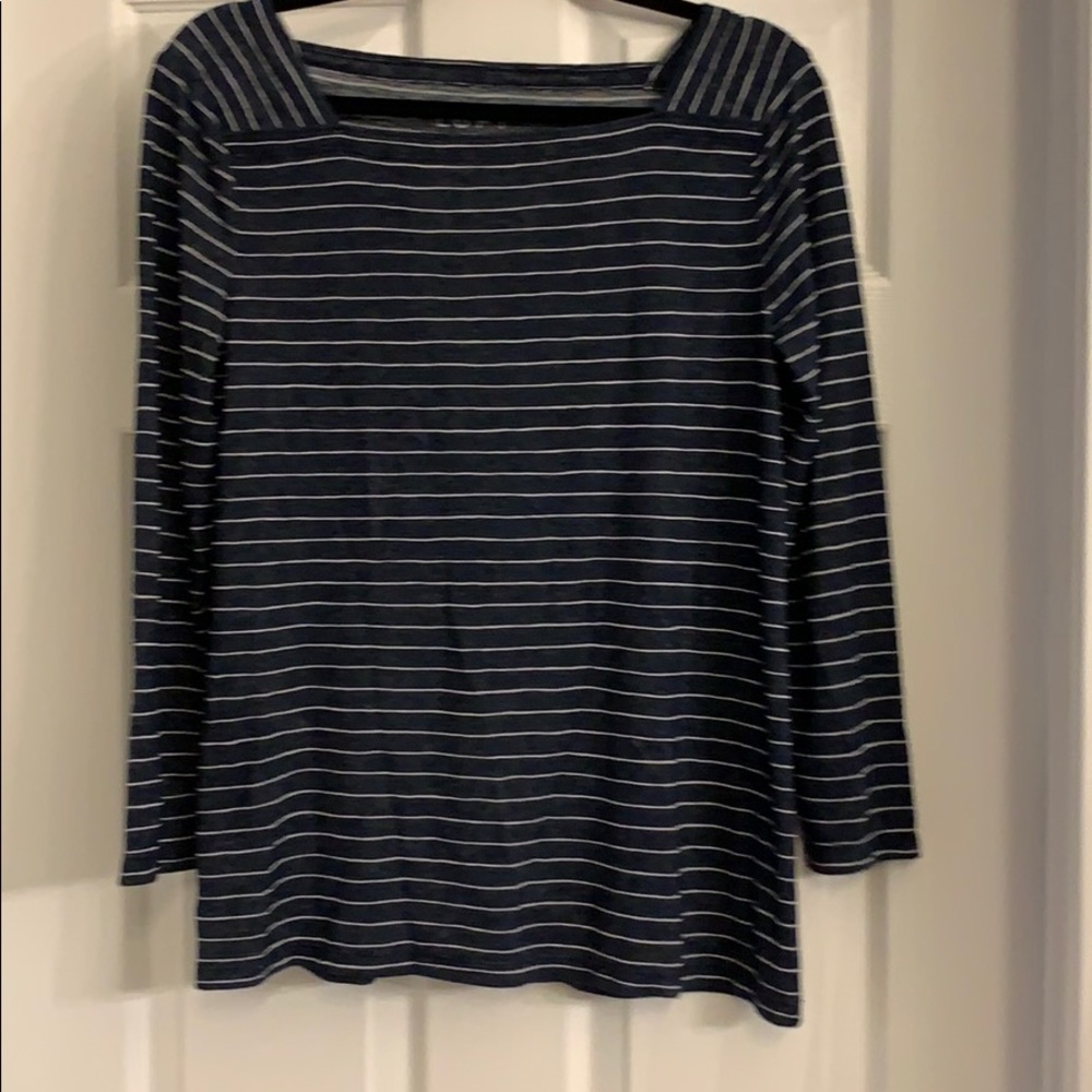 LOFT Blue and white striped T shirt